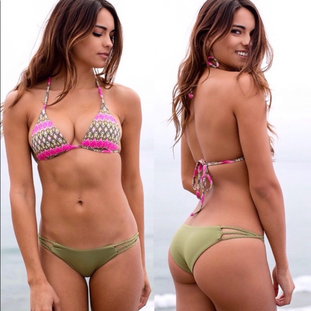 Frankie’s Bikinis “Coco” top in Pink Ikat size XS